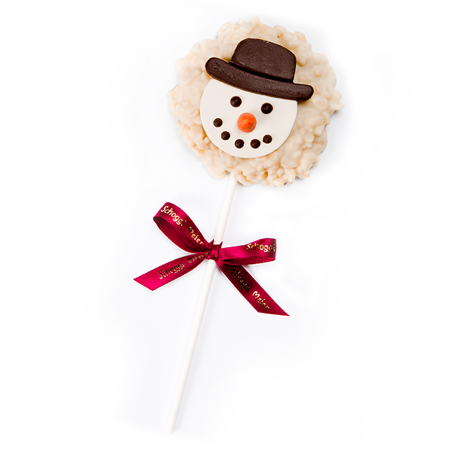 Snowman White Chocolate Rice Crispy Lollipop